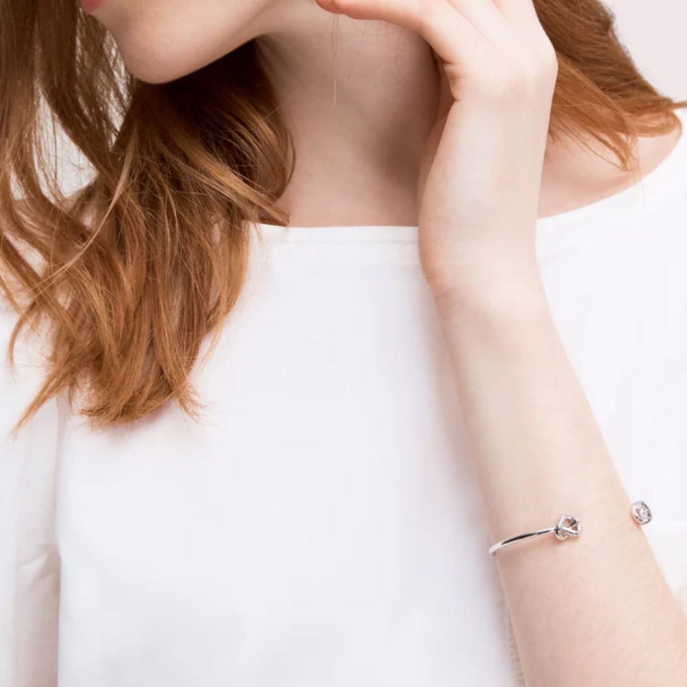 $78 Kate Spade Loves me Knot Double Heart Dainty Cuff Bracelet  in rose gold - Picture 2 of 4